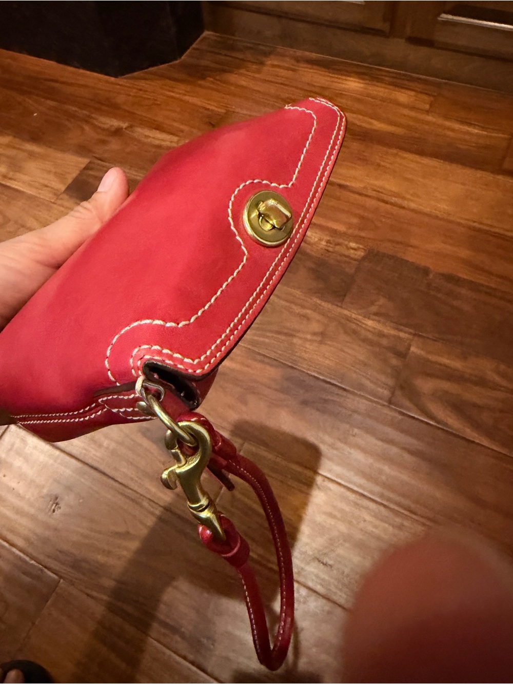 Coach Fuchsia Pink Leather Wristlet with Brass Hardware